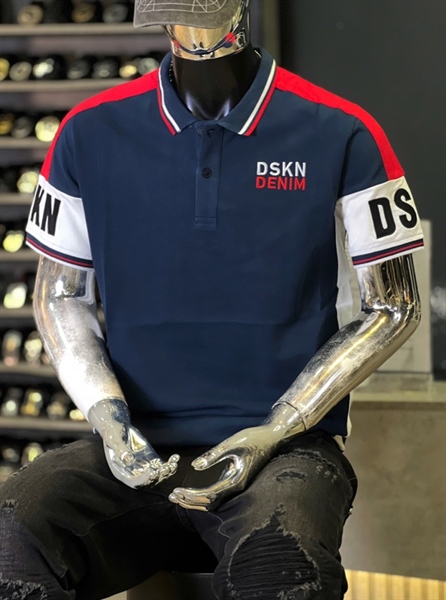 Thun Polo - DSKN 04- Xanh Dương tháp tay đỏ trắng