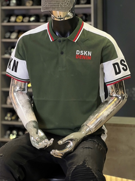 Thun Polo - DSKN 04- Xanh tháp tay trắng chữ đen