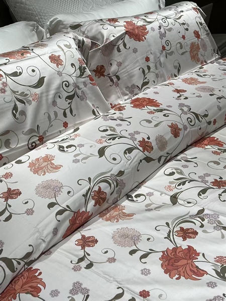 Bộ ga William Morris | Cotton đẹp 2 mặt - HB04.03 - Hoa dây Hoa đỏ