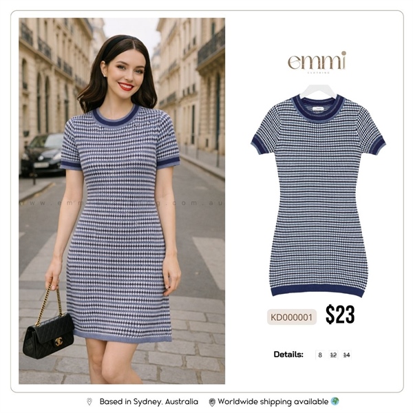 Navy Houndstooth Dress