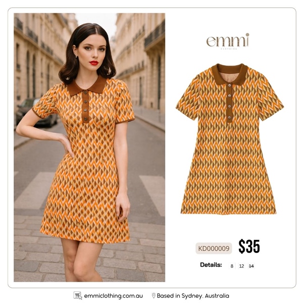 Retro Brown Pattern Dress