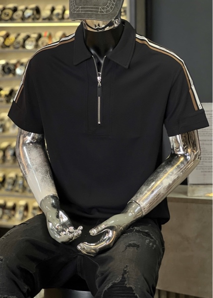 Thun Polo - Koren QCSHN5- E90086 ĐEN viền tay khóa kéo