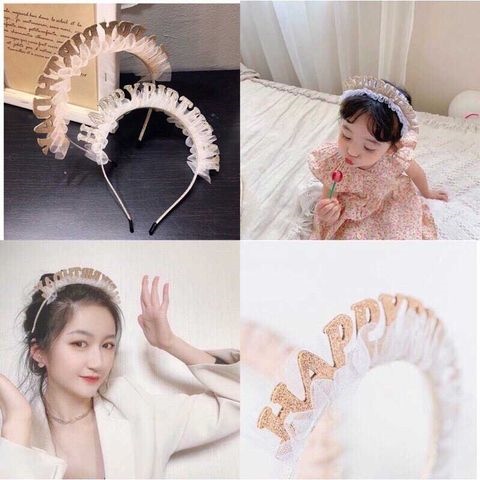 Cài Tóc Happy Birthday Viền Voan