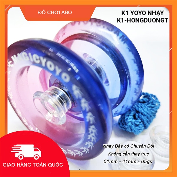 K1-HONGDUONGT YOYO MAGIC 1A NHỰA NHẠY DÂY HỒNG XANH DƯƠNG TRONG, Tran Blue and purple fade