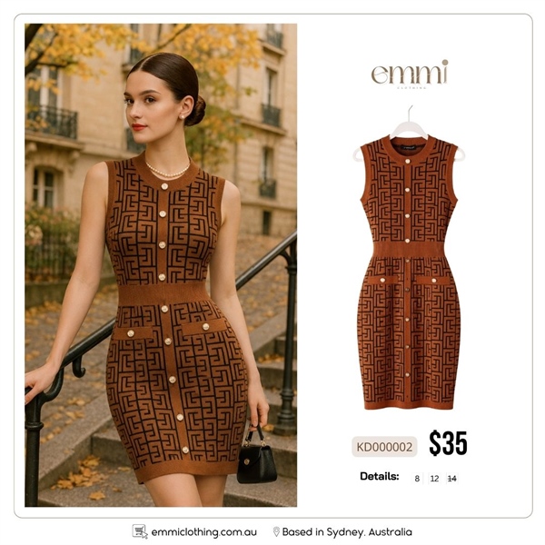 Monogram Knit Bodycon Dress