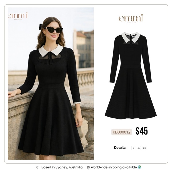 Black Dress with White Stripes