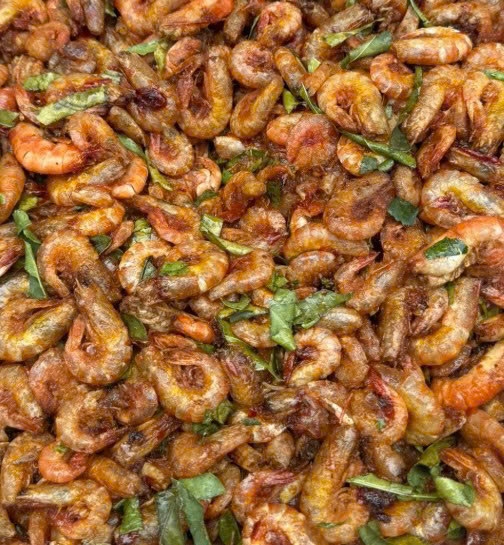 FRIED SHRIMP - Tôm rang lá chanh