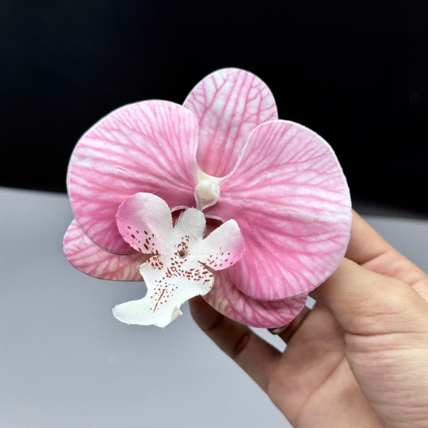 Hoa lan cài tóc cô dâu su mềm có sẵn kẹp cài tone màu hồng 9cm SP22266910
