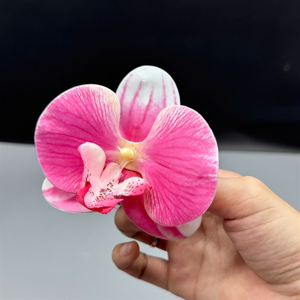 Hoa lan cài tóc cô dâu su mềm có sẵn kẹp cài tone màu hồng 9cm SP22266913