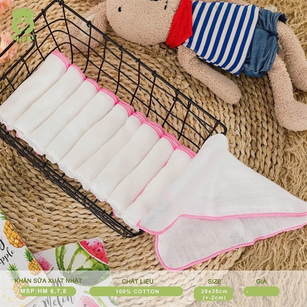 Set 10 khăn sữa baby 4 lớp Mipbi 28*30cm