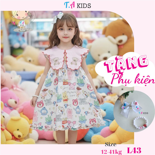 L43 (12-41kg) Váy trắng cổ hồng Toy story