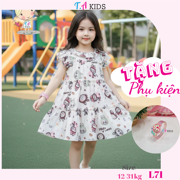 L71 (12-31kg) Váy labubu màu kem