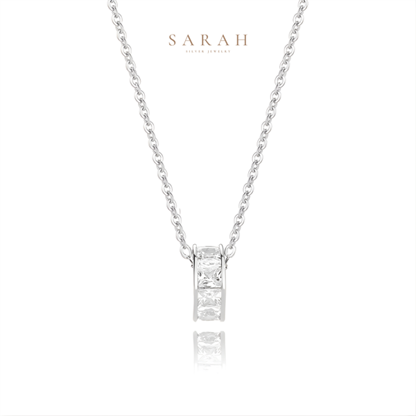 Dây Chuyền Nữ Bạc S925 Xi Vàng Trắng 18K Thiết Kế Cao Cấp - Sarah DC0033