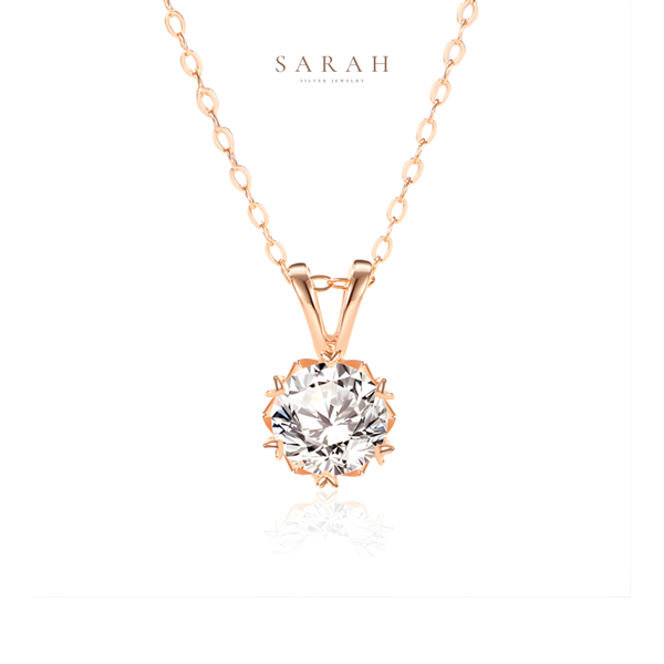 Dây Chuyền Nữ Bạc S925 Xi Vàng Hồng 18K Thiết Kế Cao Cấp - Sarah DC0020