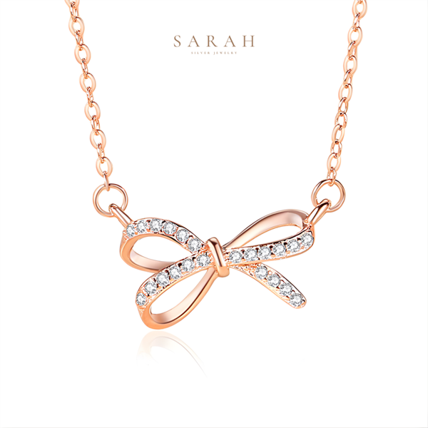 Dây Chuyền Nữ Bạc S925 Xi Vàng Hồng 18K Thiết Kế Cao Cấp - Sarah DC0030