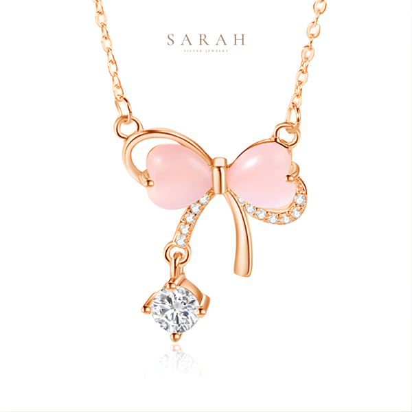 Dây Chuyền Nữ Bạc S925 Xi Vàng Hồng 18K Thiết Kế Cao Cấp - Sarah DC0028