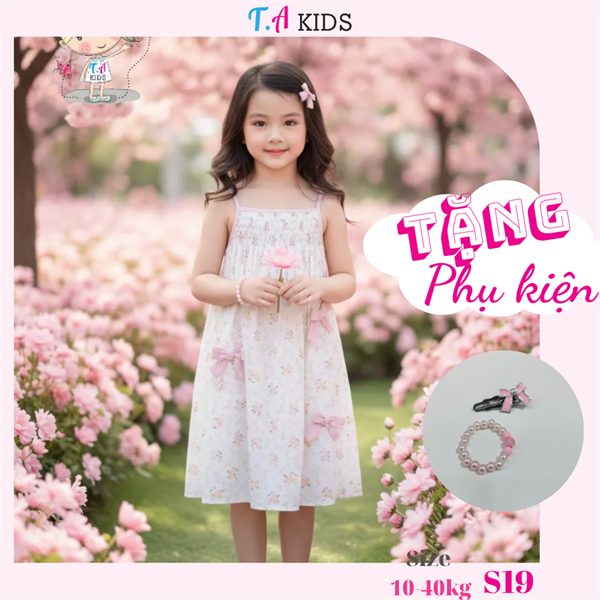 S19 (10-40kg) Váy smock 2 dây hoa nhí