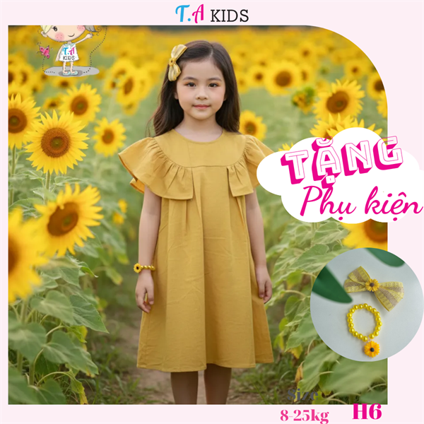 H6 (8-25kg) Váy bé gái T.A Kids cánh tiên vàng