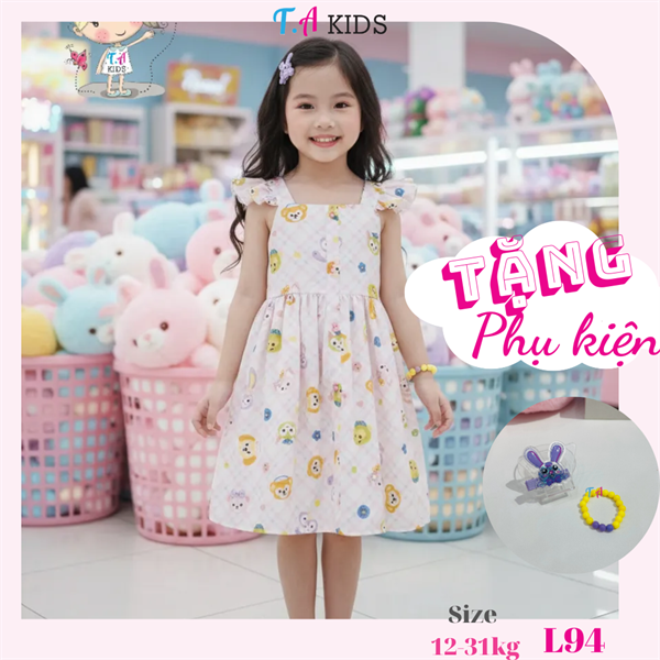 L94 (12-31Kg) Váy 2 dây thỏ tím