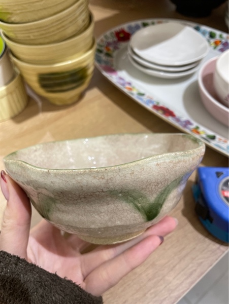 Chawan men rạn vệt xanh size 13x6cm