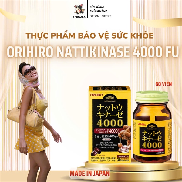 Thực Phẩm bảo vệ sức khoẻ Orihiro Nattokinase 4000 FU 60 viên