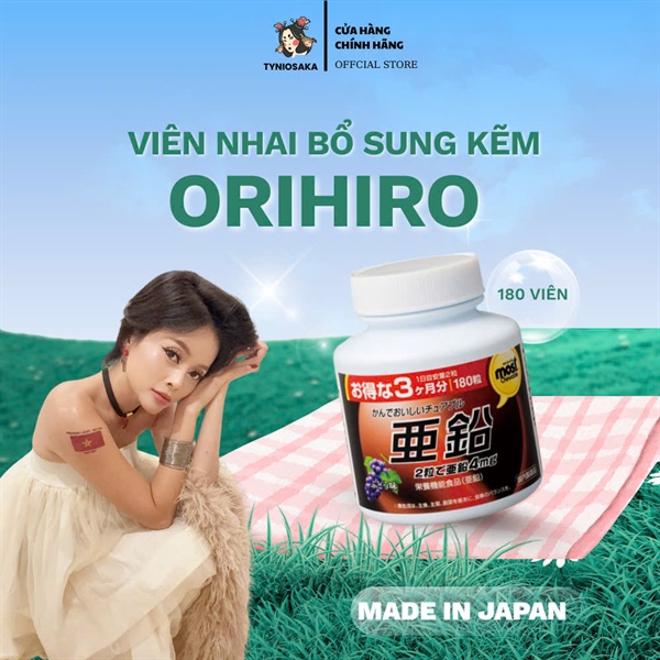 Viên Nhai Bổ Sung kẽm Orihiro Vị Nho