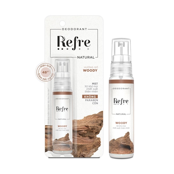 Xịt khử mùi thiên nhiên Hương gỗ Refre Natural Woody 30ml - Rohto (Phú Thái)