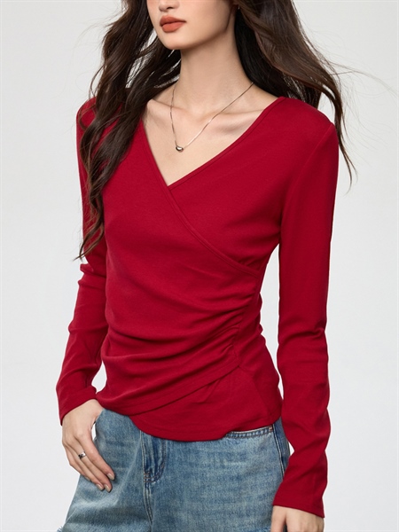 Áo thun tăm cổ V dài tay cao cấp