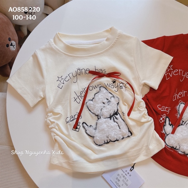 AO858 Áo chó lông nơ đỏ