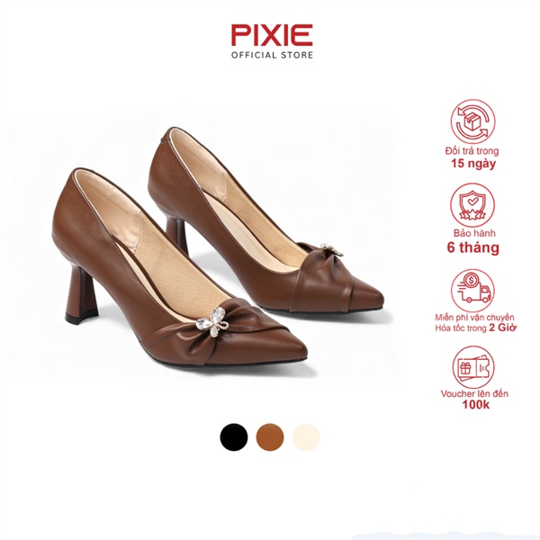 Giày Cao Gót 7cm Mũi Nhọn Phối Khóa H425