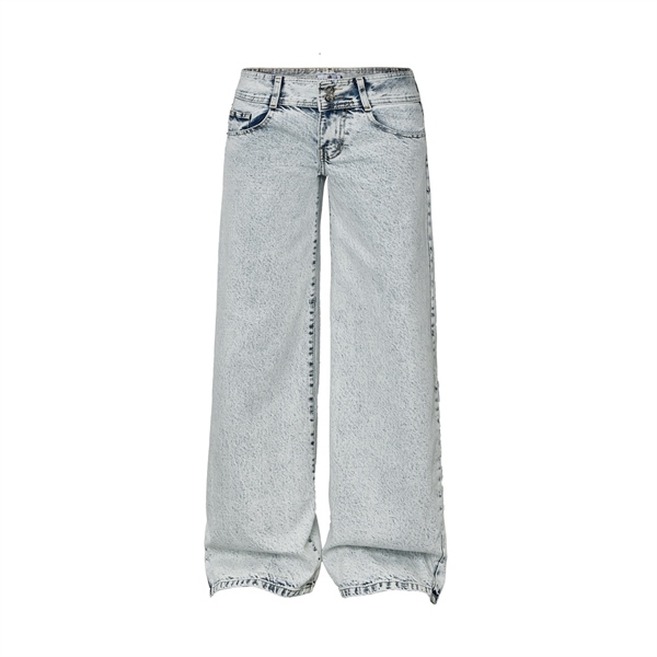 Quần Jeans TWENTI Đáy Ngắn Ống Suông Đai 2 Nút - Xanh 2 Nút - 1