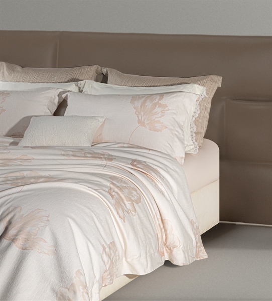 Bộ ga "Sương Phấn" | Gấm dệt Cotton 160S sợi đôi - Chiếc lá to - NY07