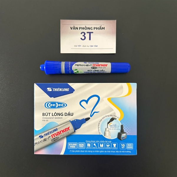 Bút lông dầu đầu lớn Thiên Long chính hãng PM-09 mực xanh