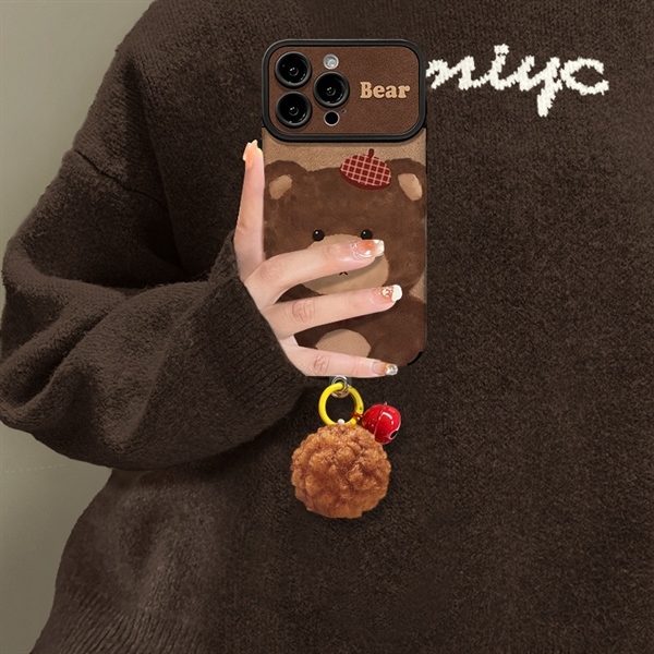 Case Nâu Gấu Nâu + Móc Bông - 15Promax