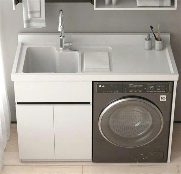 Tủ máy giặt Gnax TMG120 chậu trắng tủ màu trắng