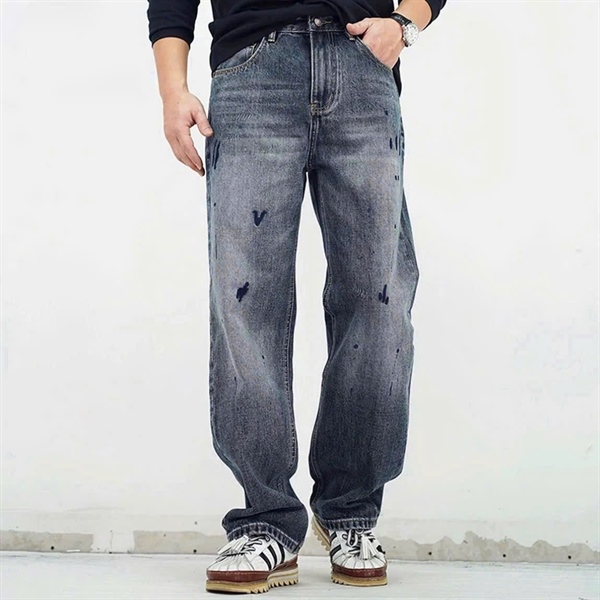 Jean Dài QCCC- M9530 Xanh was thêu nhỏ From straight fit