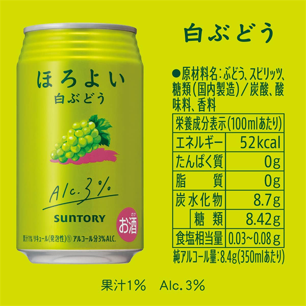 Rượu trái cây Suntory Horoyoi hương nho xanh 350ml