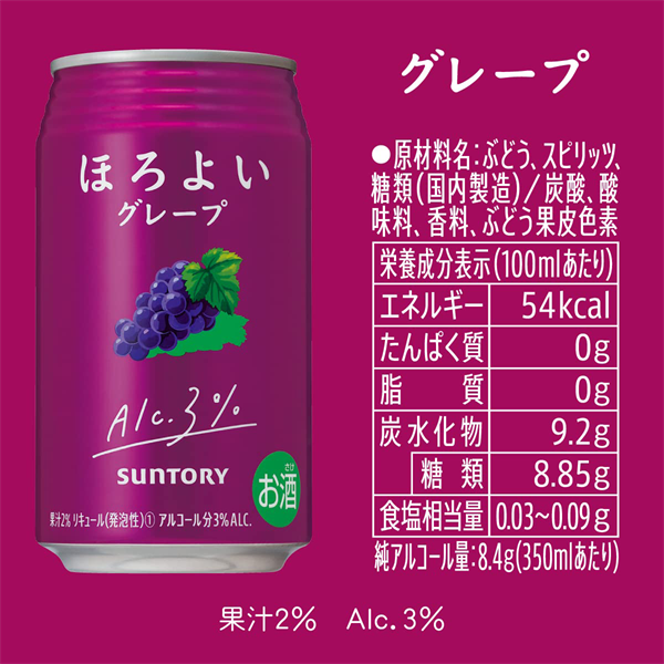 Rượu trái cây Suntory Horoyoi hương nho 350ml