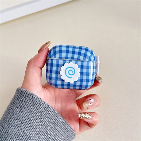 Case Airpod Caro Xanh Trắng Hoa - Pro3