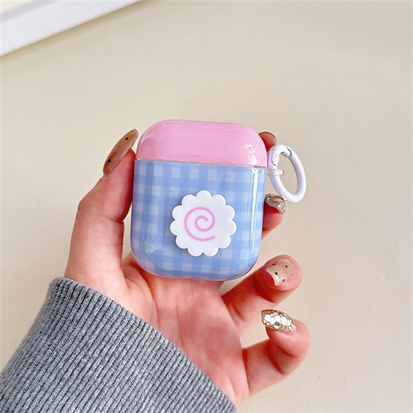 Case Airpod Caro Xanh Hoa Trắng Nổi - 3