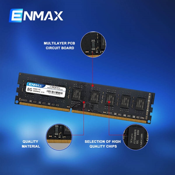 Ram DDR3 8G/1600 ENMAX Không Tản/Led Tản