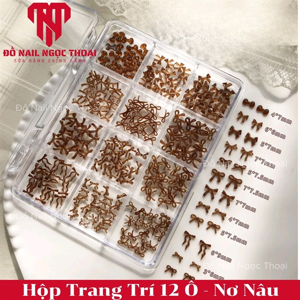 Hộp Trang Trí 12 ô - Nơ Nâu