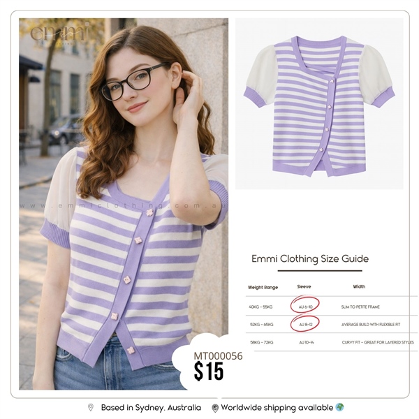 Striped Cardigan - Lavender & White