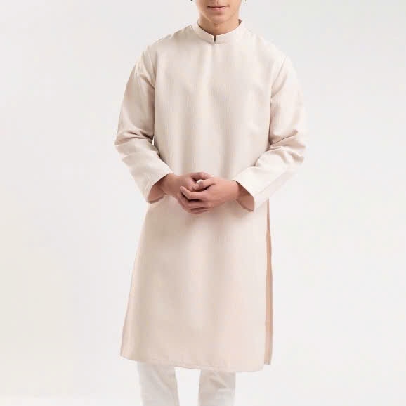 Áo dài nam be trơn