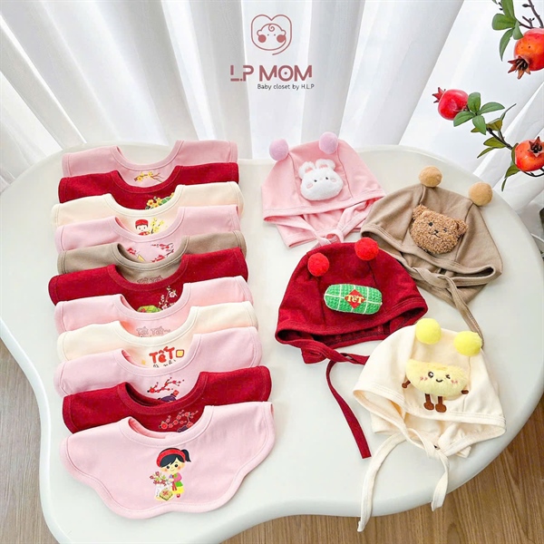 Set Mũ dây + yếm Tết LP Mom