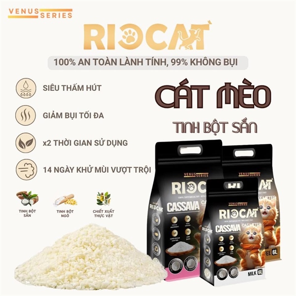 Riocat cassava cát sắn vệ sinh cho mèo