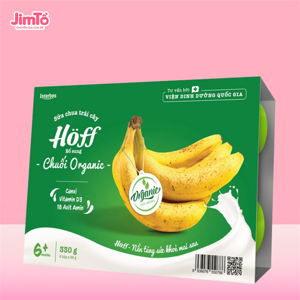Sữa chua trái cây Hoff vị chuối organic lốc 6x55g (6M+)