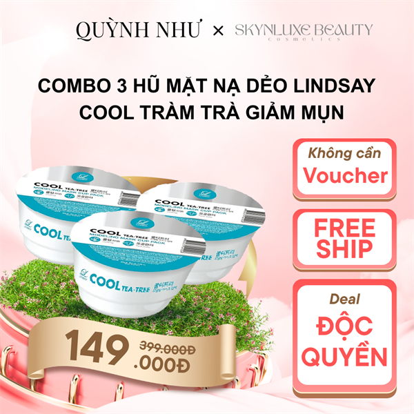 [HN] XANH DƯƠNG_COMBO 3 Hũ Mặt nạ dẻo LINDSAY COOL tràm trà giảm mụn, dịu da