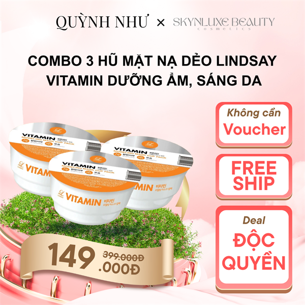 [HN] CAM_COMBO 3 Hũ Mặt Nạ Dẻo LINDSAY Vitamin Dưỡng Ẩm Và Làm Sáng Da