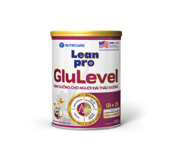 Sữa bột Nutricare LeanPro GluLevel 400g Dinh dưỡng cho người đái tháo đường (trẻ trên 6 tuổi và người lớn)